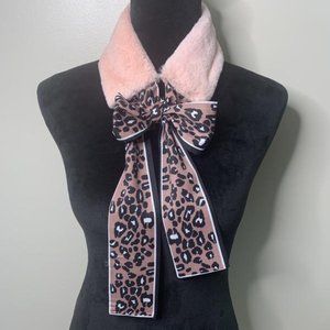 Faux Fur Neck Warming Scarf - Pink Cheetah